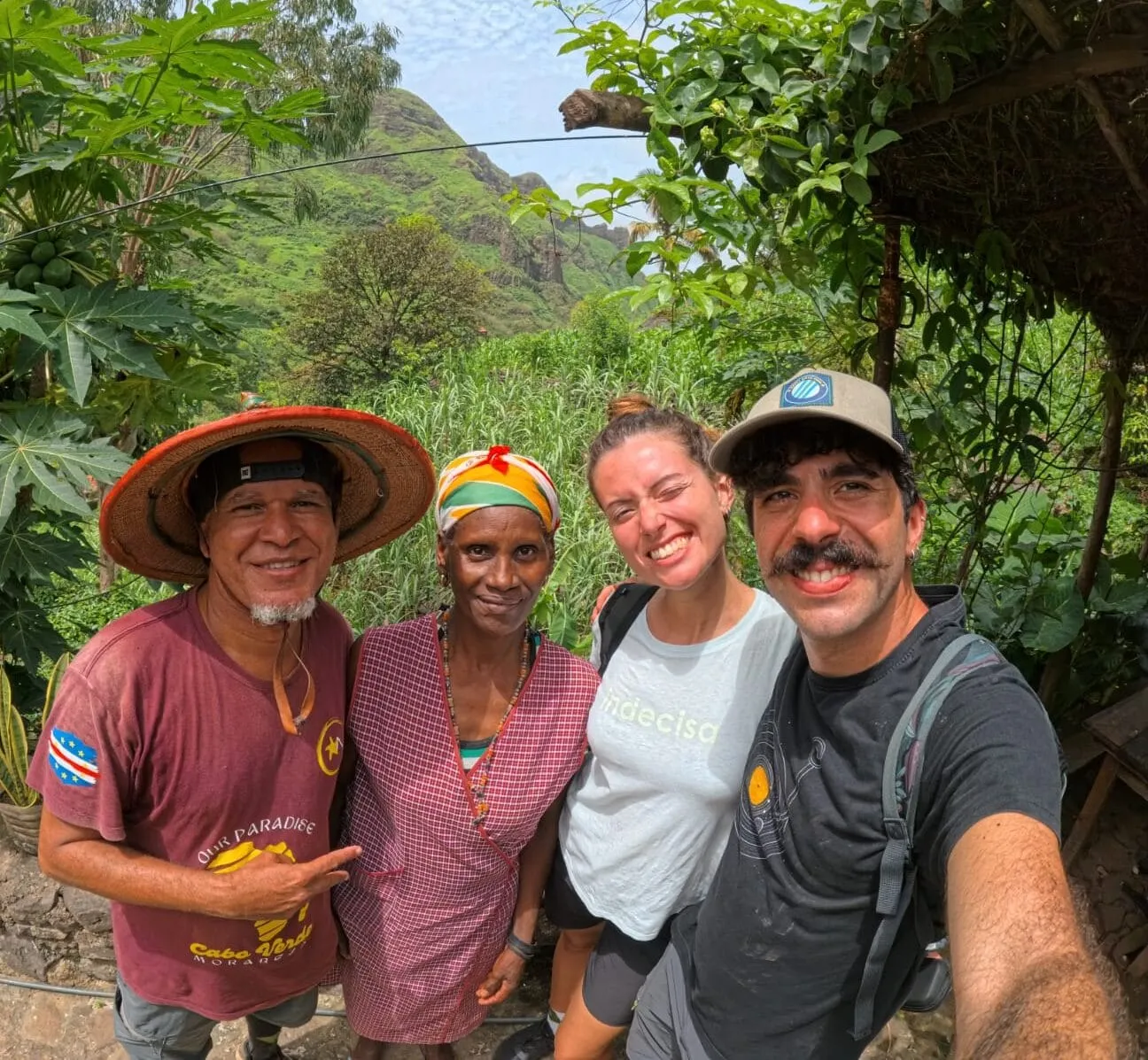 Tour guide Jose, farmer Fatima and guests